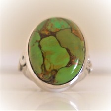 MOHAVE GREEN TURQUOISE NATURAL GEMSTONE 925 STERLING SILVER JEWELRY RING 3 TO 12