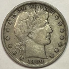 1900 Barber Half Dollar Very Fine VF Coin, Faint Cleaning #16717