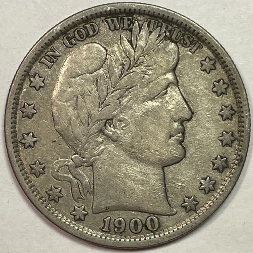 1900 Barber Half Dollar Very Fine VF Coin, Faint Cleaning #16717