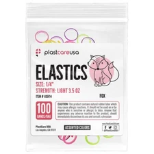 plastcareusa ELASTICS 1/4" Fox, Light 3.5 oz Elastic Bands, Asst Colors, 100/Bag