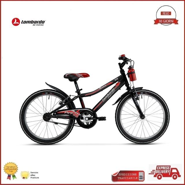 Bici MTB 20 Lombardo Brera Single Speed bicicletta bimbo Bambino Black Red  | Acquisti Online su eBay