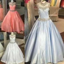 Girls Kids Pageant Ruffle Organza Princess Ball Gowns For Wedding Party
