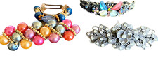 Vintage Barrette Lot Crystal Butterfly Silver Rhinestone Blue Stones Colorful