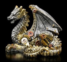 Steampunk Drachen Figur - Mechanical Hatchling - Gothic Drache Mechanik Optik 
