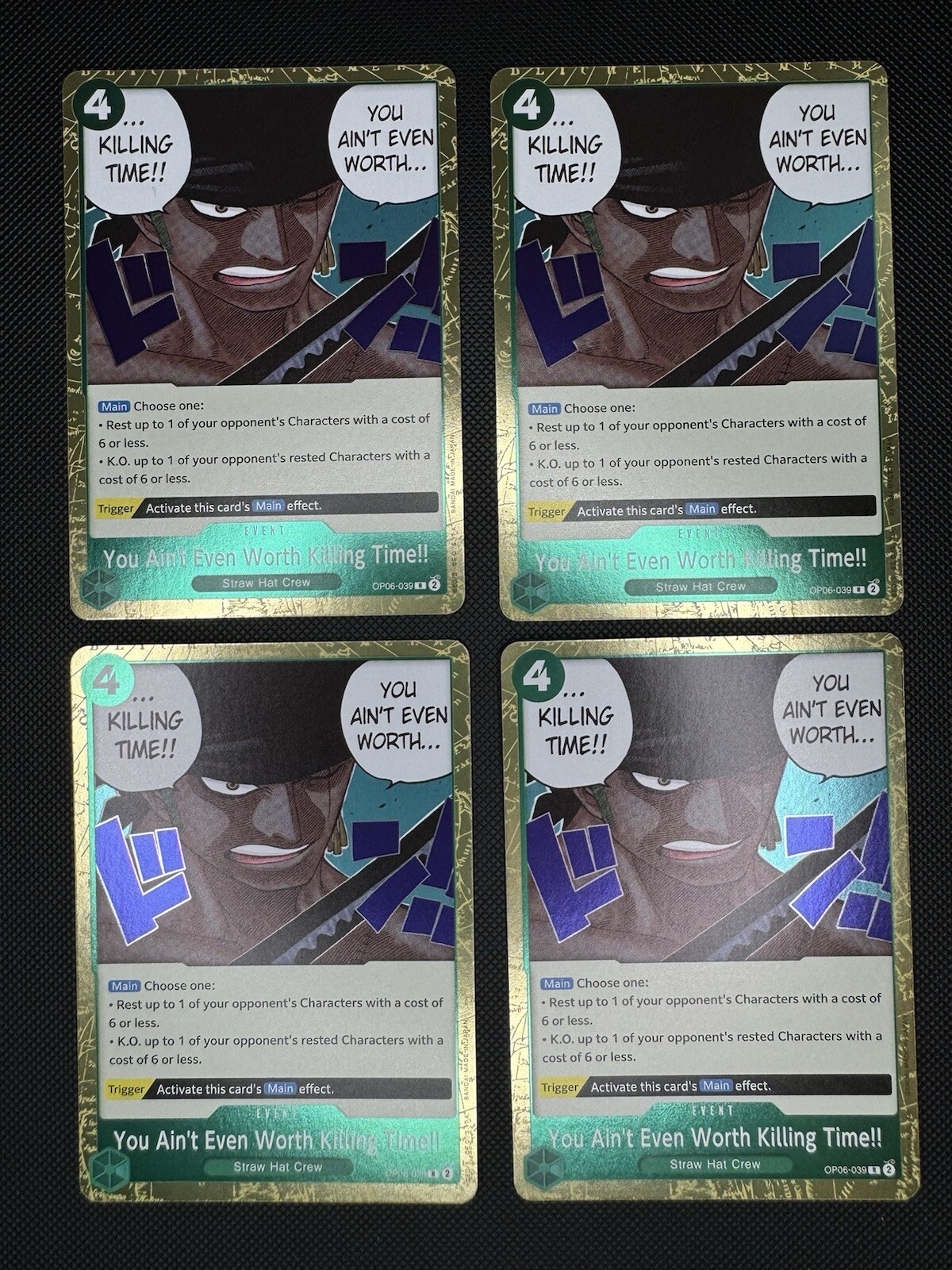 One Piece Card Game: You Ain’t Even Worth Killing Time!! (Rare OP06-039) x4