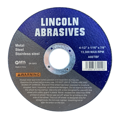 100-Pack Of 4.5-Inch Cutting Discs - .040 Thick A60T For Metal, Stainless Steel & Aluminum - Fits 7/8" Grinder