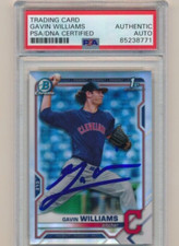 Gavin Williams Signed IP 2021 Bowman Chrome Refractor #BDC-93 PSA SLAB Guardians