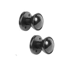 Door Knobs Pair of Epoxy Black Modern Style Plastic Round Mortice Rim Handle Set