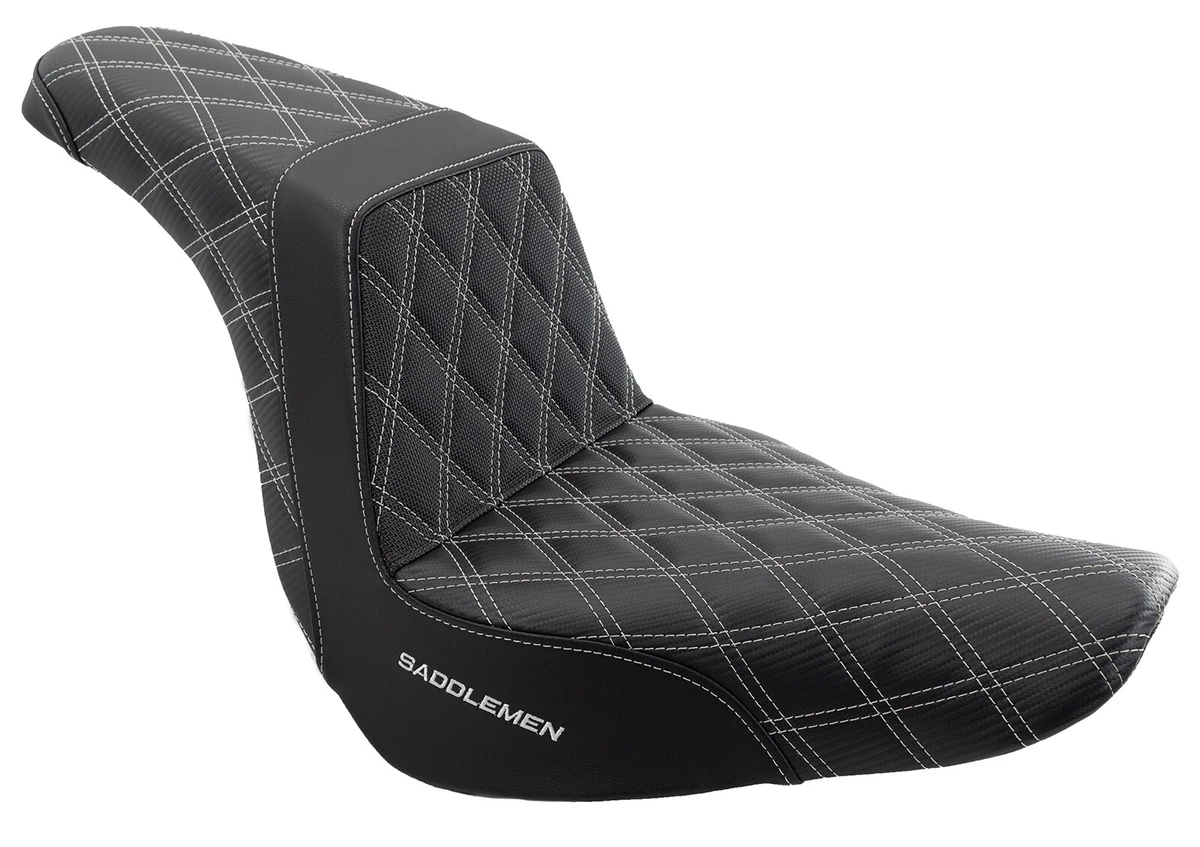 Saddlemen Silver Step 2 Up Lattice Stitch Grip Seat Harley Softail Low Rider 18
