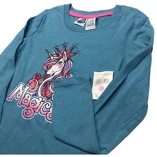 Extremely Me Unicorn girls long sleeve blue Tshirt graphic size 5/6 NEW Magical