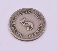 M&uuml;nze Coin J 12 5 Pfennig KAISERREICH von 1894 G in SS