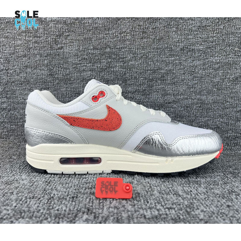 NIKE AIR MAX 1 PREMIUM_WHITE/CHILE RED-METALLIC SILVER Shoes