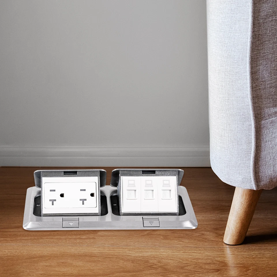 Floor Electrical Outlet Dual Pop Up Floor Outlet Box Multiple Sockets Ac 125v - Image 2 of 4