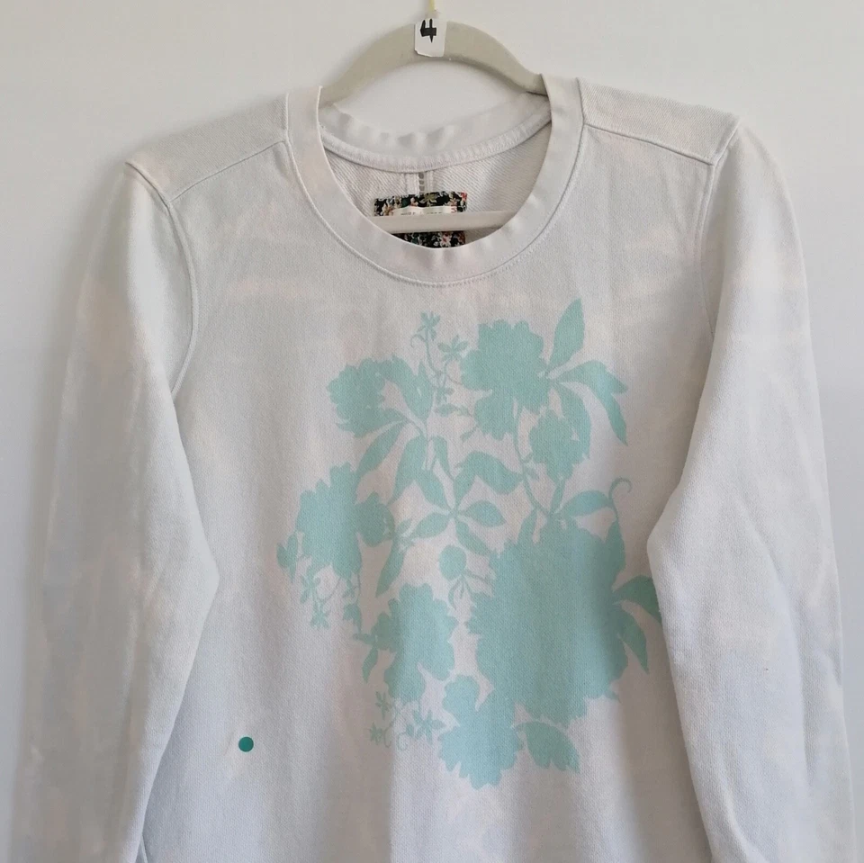 Antropologie Pure & Good Women's Teal Floral Tie Dye Crew Neck Sweatshirt S — 第 2/4 张图片