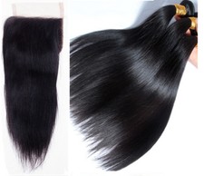 Straight or Body Wave Premium Hair 3 Bundles With 4 4 Free Part Lace Closure