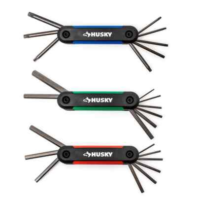 #ad Husky Folding Hex Key Set 9 Piece SAE 8 Piece MM 8 Piece Torx $11.95