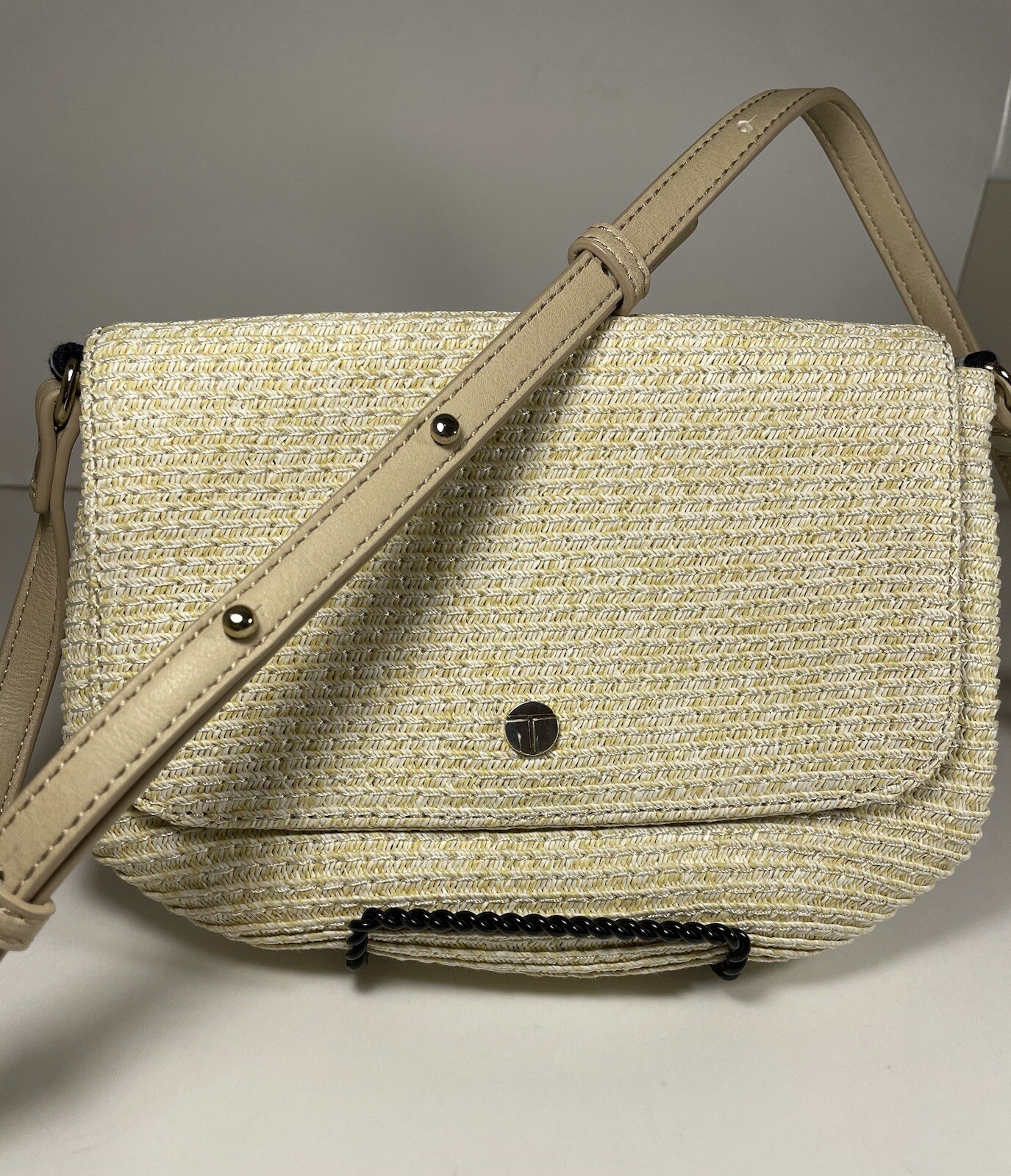 Talbots Women's Paper Straw Crossbody Bag Pockets Strap Purse Accessory