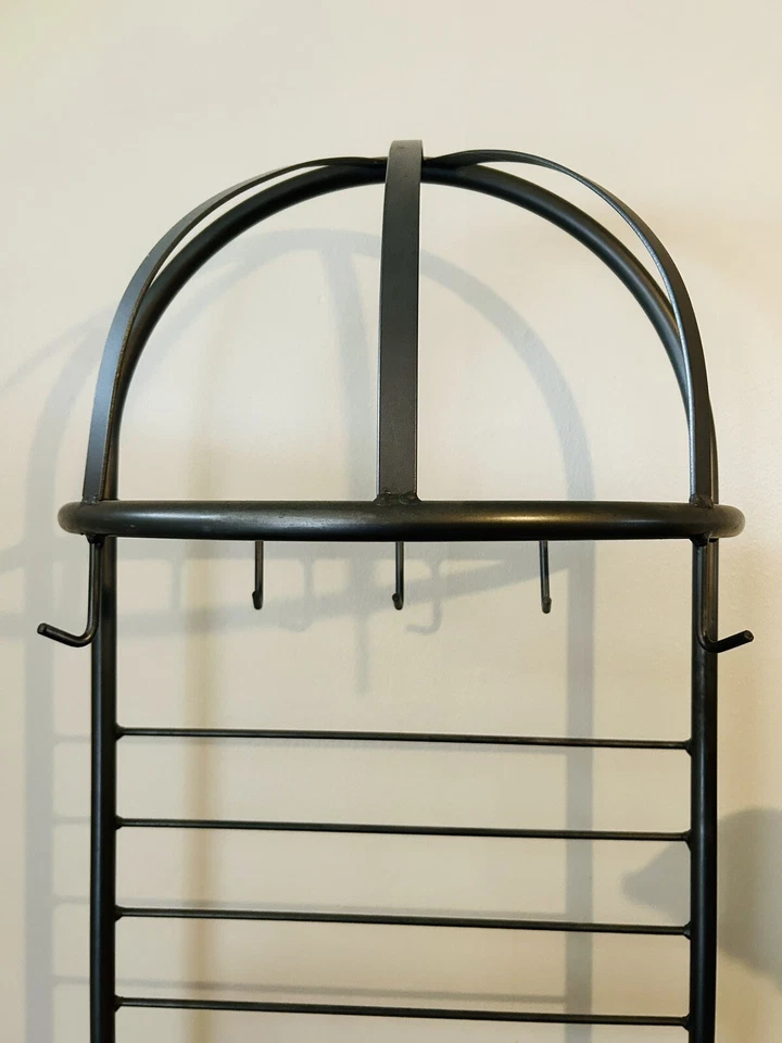 法国乡村风格复古锻铁和木材窄面包机(花)架 — 第 3/4 张图片