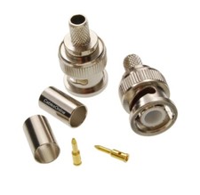 2-Pack, BNC Male Crimp Type 50-ohm RF Connectors for RG8X, LMR240 Coax Wire