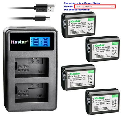 Kastar Battery LCD Dual Charger for Sony NP-FW50 BC-VW1 & ILCE-6000 Alpha a6000