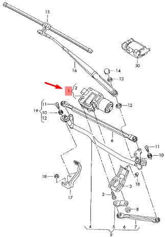 SKODA FABIA 2020 Mk3 NJ Front Windscreen Wiper Motor Linkage  