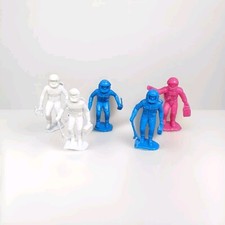 Vintage MPC Space Men Plastic Figure 2" inches Lot of 5 Marx Pink Blue White