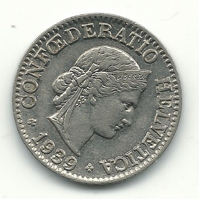 VERY NICE HIGH GRADE UNC 1939 B SWITZERLAND 10 RAPPEN COIN-APR279