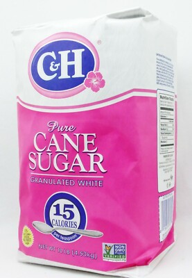 1 BAG C&H Pure CANE SUGAR Granulated White 100% Pure Cane Sugar Bulk 10 LBS