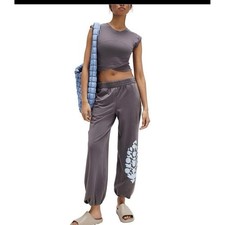 FP Movement hotshot Set Grey Cropped Top Sweatpants Joggers Womens Size M