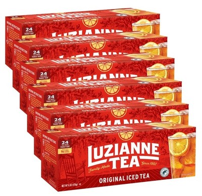 Luzianne Unsweetened Iced Tea Bags, Family Size, 24ct Box (Pack of 6)