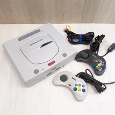 Sega Saturn white Console bundle with 2 controllers &cords W925V *US TARRIF PAID