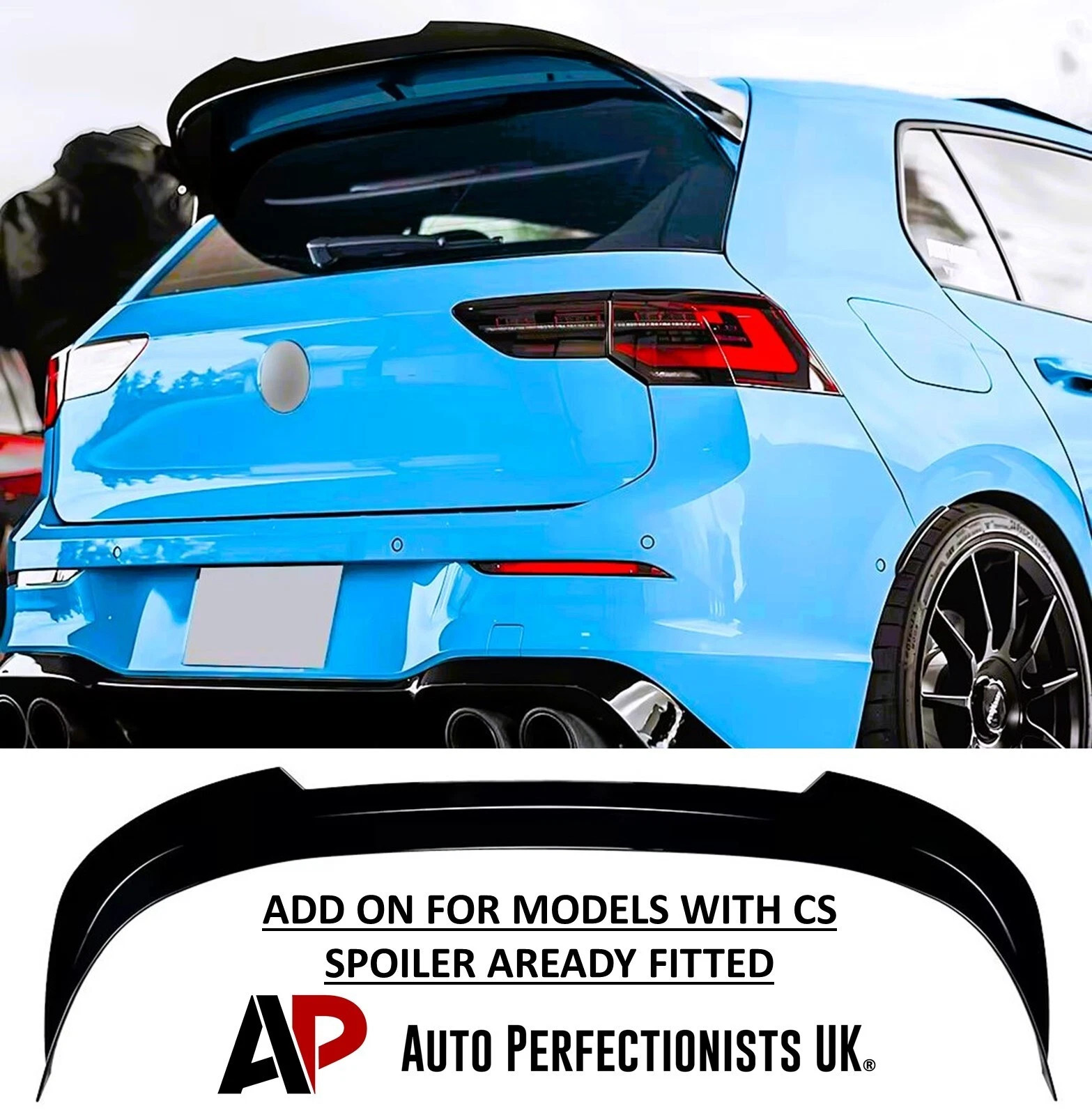 Alerón de techo trasero negro brillante para VW Golf MK8 R GTD GTI CS Clubsport