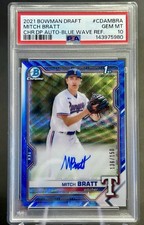 2021 Bowman Chrome 1st Auto Mitch Bratt Blue Wave Refractor /150 CDA-MBRA PSA 10