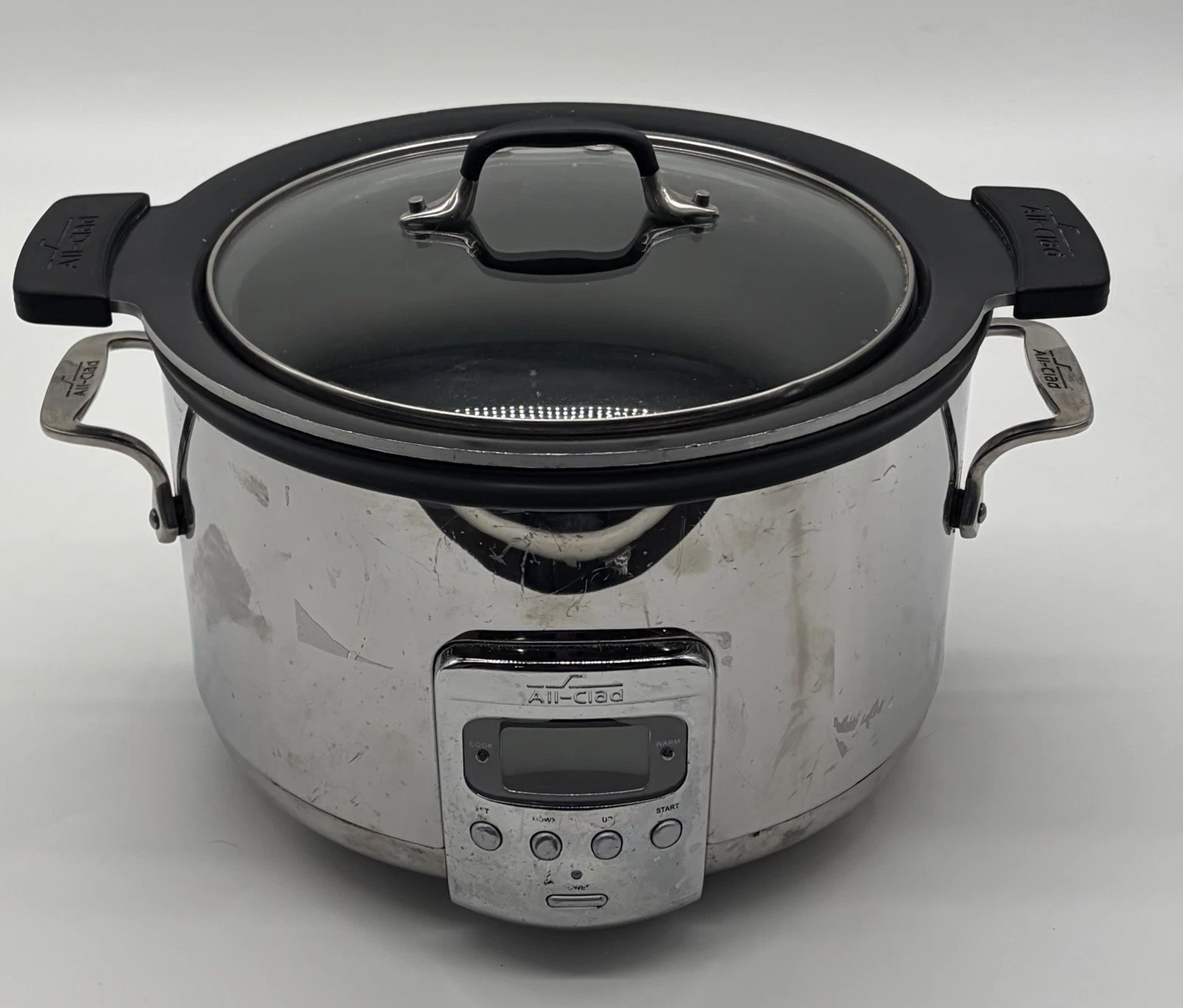All-Clad Series SC03 Slow Cooker Stainless Steel Ceramic Electric Glass Lid-Used