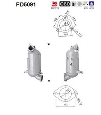 AS DPF Rußpartikelfilter Dieselpartikelfilter FD5091 Cordierit für HYUNDAI ix35