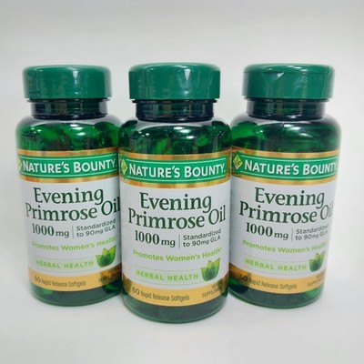 3x Nature's Bounty Evening Primrose Oil 60 Softgels Supports Women's Health GLA