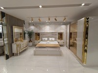 Schlafzimmer Set Komplett Bett + 2X Nachttische Kommode Mit Spiegel Modern Neu