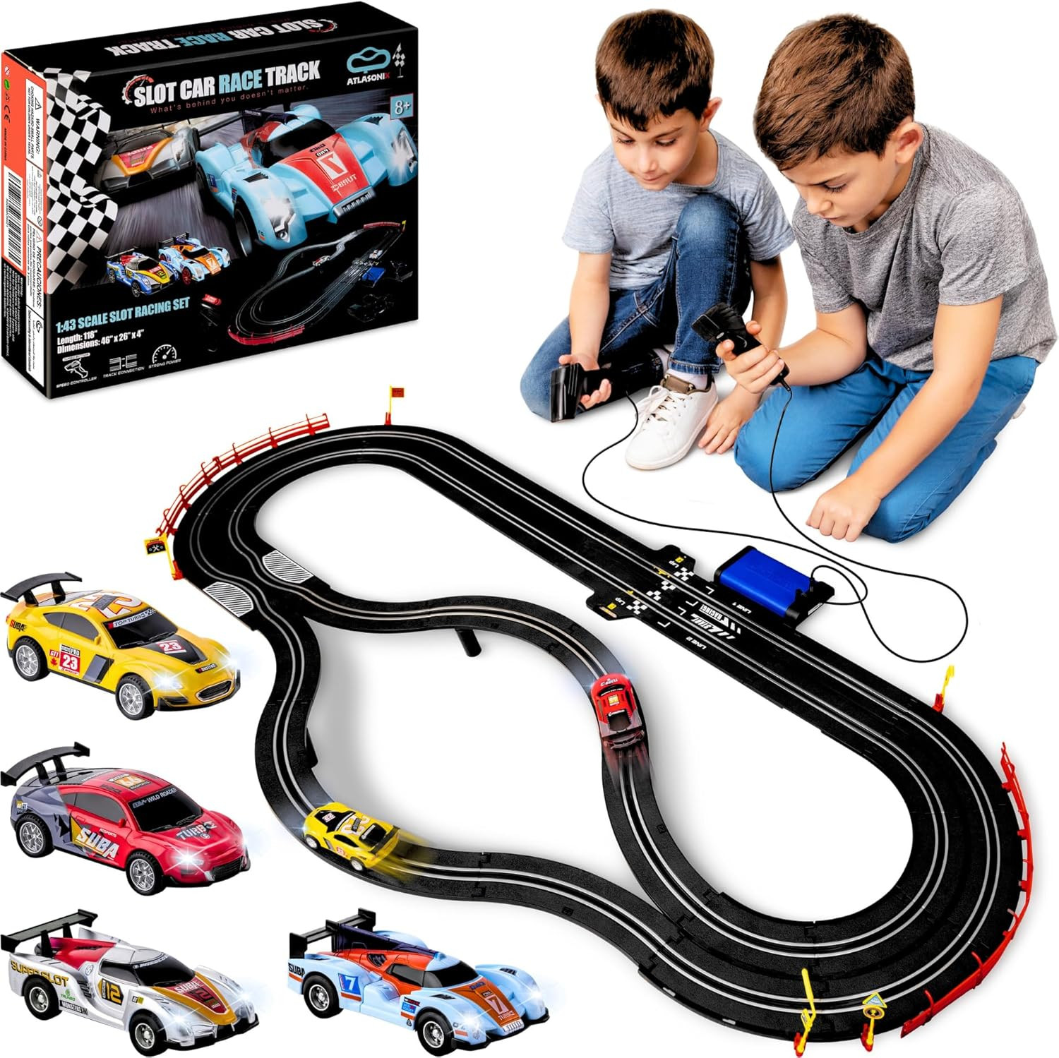 Slot Car Race Track Set Electric Powered Race Track Dual Racing Car Track Set