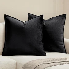 Pack of 2 Decorative Velvet Throw Pillow Cover Soft Pillowcase Solid Square E...