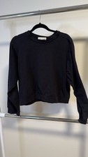Wol Hide Easy Summer Sweatshirt Black Organic Cotton Cropped Sz S Boxy Crew