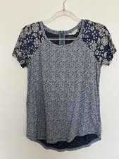LUCKY BRAND shirt Women SMALL Floral Print 1/...