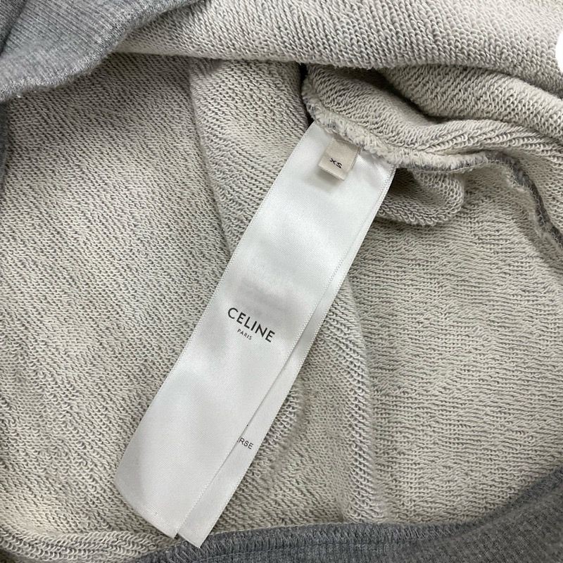 Celine CELINE Tops Cotton Gray Logo Loose Hoodie image 5