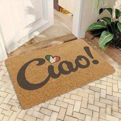 Italian Flag Heart-Shaped ''Ciao!'' Welcome Doormat Suitable for Kitchen, Living