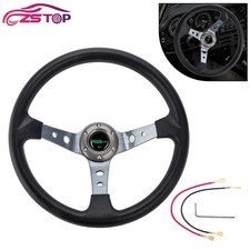 Gray 14inch 6 Bolt Universal Aluminum Racing Steering Wheel Drifting Deep Dish