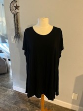 H by Halston Women's Plus  3X Black Modal Spandex Short Sleeve Swing Tunic Top