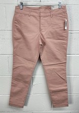 NWT Old Navy Pixie Pink Twill Cropped Pants Women's 6 Flat Front Cotton Blend