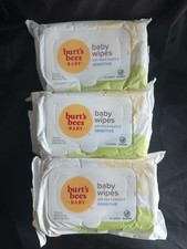 3 PACK Burt's Bees Baby Sensitive Skin Wipes Unscented Natural Baby Wipes 72 ct
