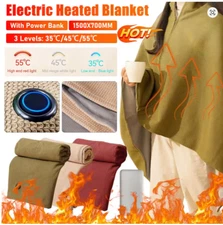 USB Electric Heated Blanket Shawl Wearable 3 Level Body Warmer Home Office