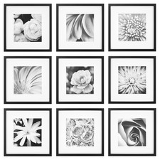 Gallery Perfect Set of 9 Black Square Photo Frame Gallery Wall Kit