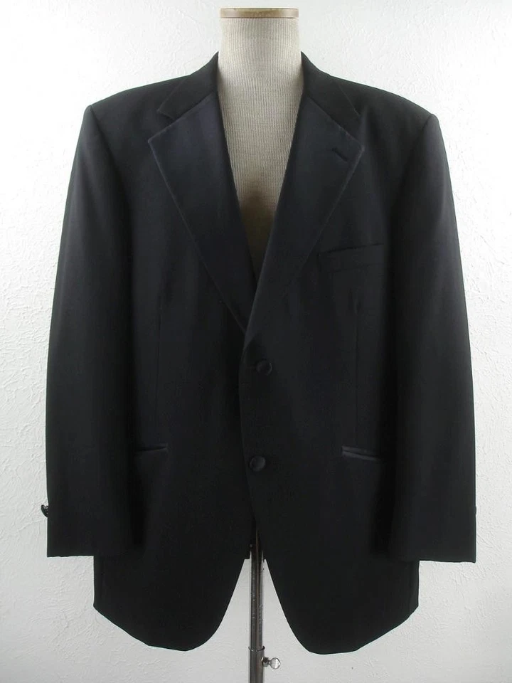 Men's 43R Bill Blass Eveningwear 2-Pc Formal Tuxedo Suit Black Pants 34 X 29 USA - Image 2 of 4